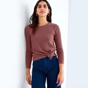 Madewell Size Small Texture & Thread Jacquard Knot-Front Top K4412 Cotton Blend